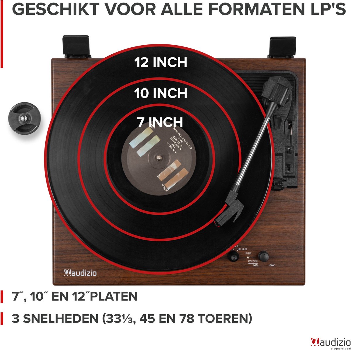 Fenton RP106DW USB platenspeler met ingebouwde speakers - Donkerbruin (hout