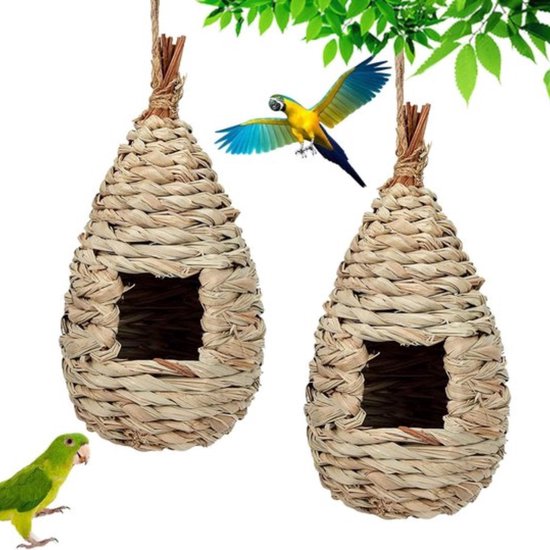 LZYKJGS Vogelnest 2 Stück - Gras Bird Nest 11,5x22cm Für Gartenvögel