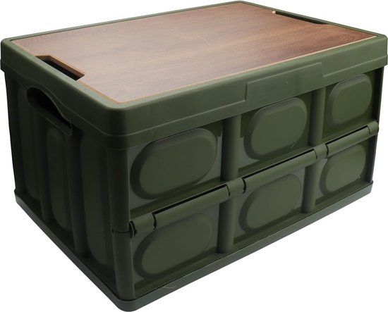 JGS ® Multifunctionele Opvouwbare Opslagdoos met Houten Deksel voor ...