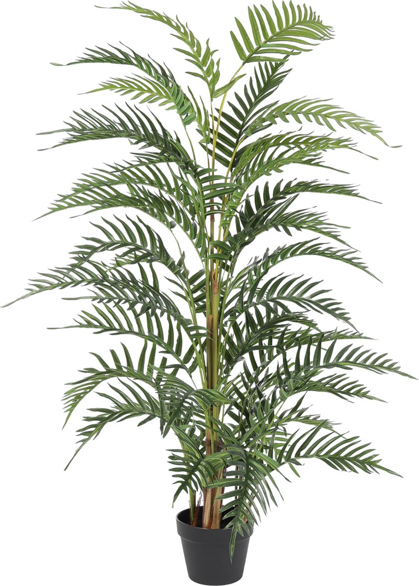 Kunstpalm Arecablad Orlando | 140cm – Volle Areca Palm Deluxe – Nep Kamerplant – Groene Kunstpalm – Extra volle kunst kamerplant – Onderhoudsvrij Donkergroen