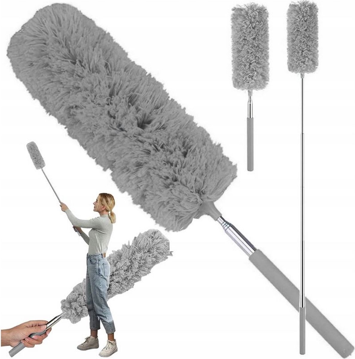 Goedkoopste Plumeau - Telescopic Duster - 35 tot 83 cm - Grijs - Microvezel