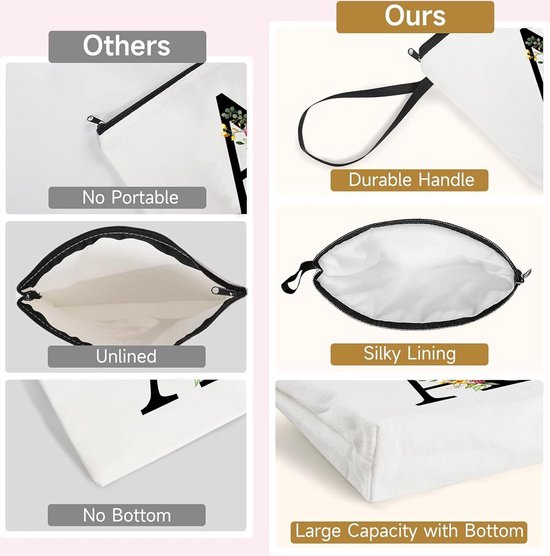 Inovra ® Grande trousse de toilette personnalisée et élégante pour femme avec initiales, Perfect comme cadeau pour toute occasion