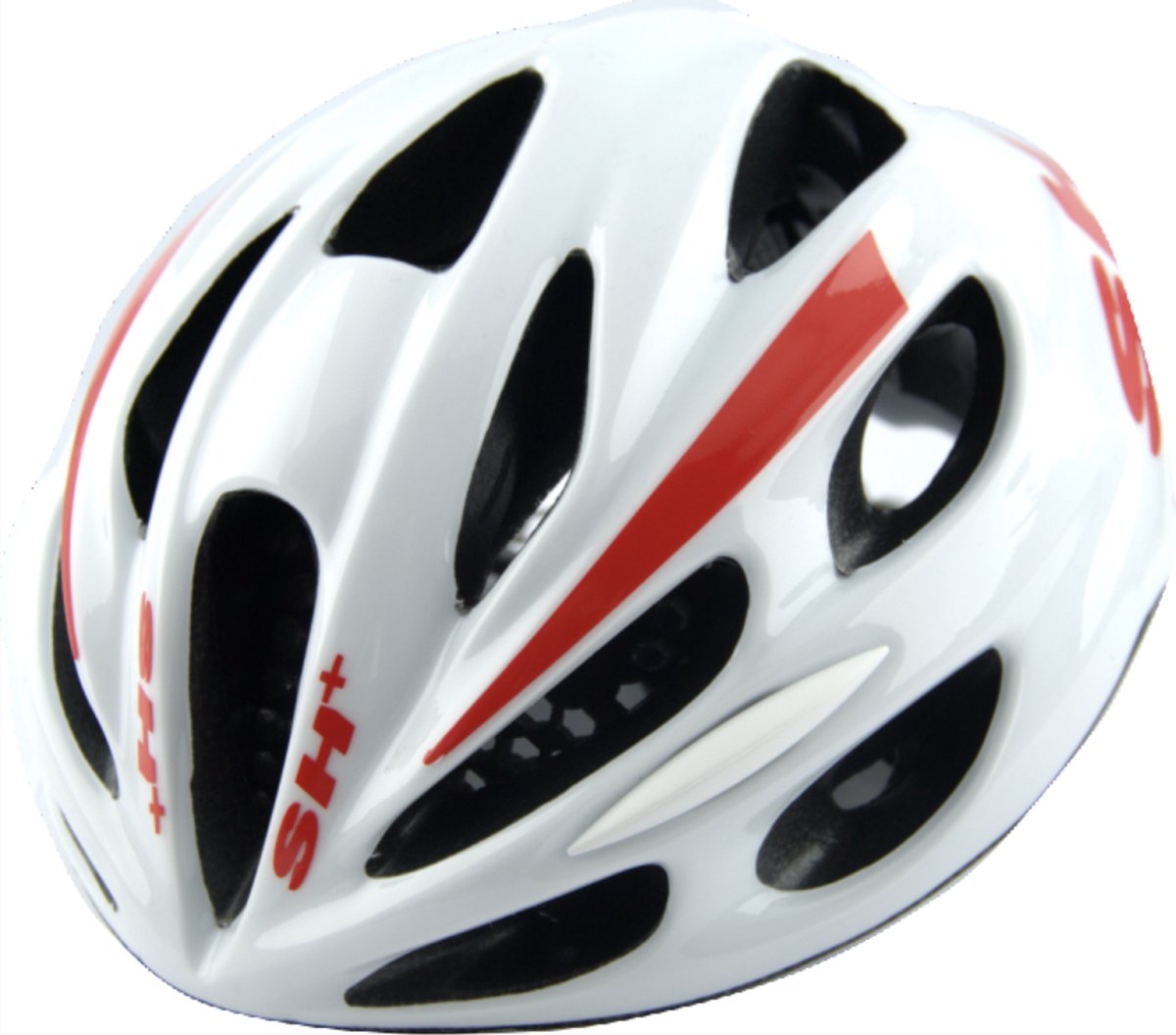 SH+ Fietshelm - SHAKE JUMP - Unisex - Lichtgewicht 220 gram - 15 Ventilatiegaten - Gemaakt in Italië - Voor een hoofdomtrek van 53 tot en met 56 CM - Wit Rood