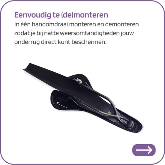 Zwart, opvouwbaar fietsspatbord met "JOBBER SPORTS" logo, weergegeven onder een zadel.