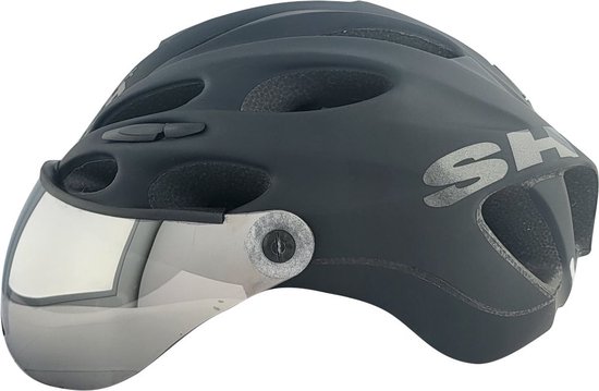 Casque de vélo électrique SH+ - SHAKE VISOR - Unisexe - Léger 275 grammes - 15 trous de ventilation - Fabriqué en Italie - Pour un tour de tête de 53 à 56 cm - Zwart mat
