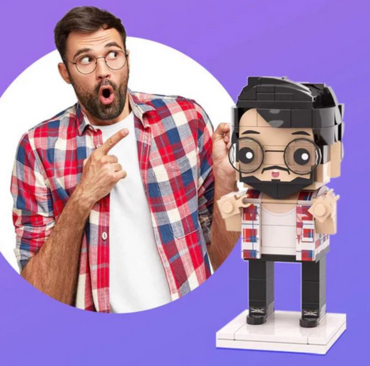 Mini Custom Brick - Mini Figuur van Foto - 1 Persoon - Origineel Cadeau
