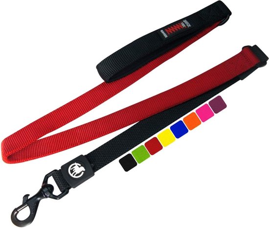 Ddoxx® Hondenriem Bungee Nylon 120 cm - diverse kleuren & maten - voor kleine & grote honden - Elastische Lijn Hond Groot - Schokdemper Hondenriem Klein - Flexi Lijn - Rood, 1,20 m