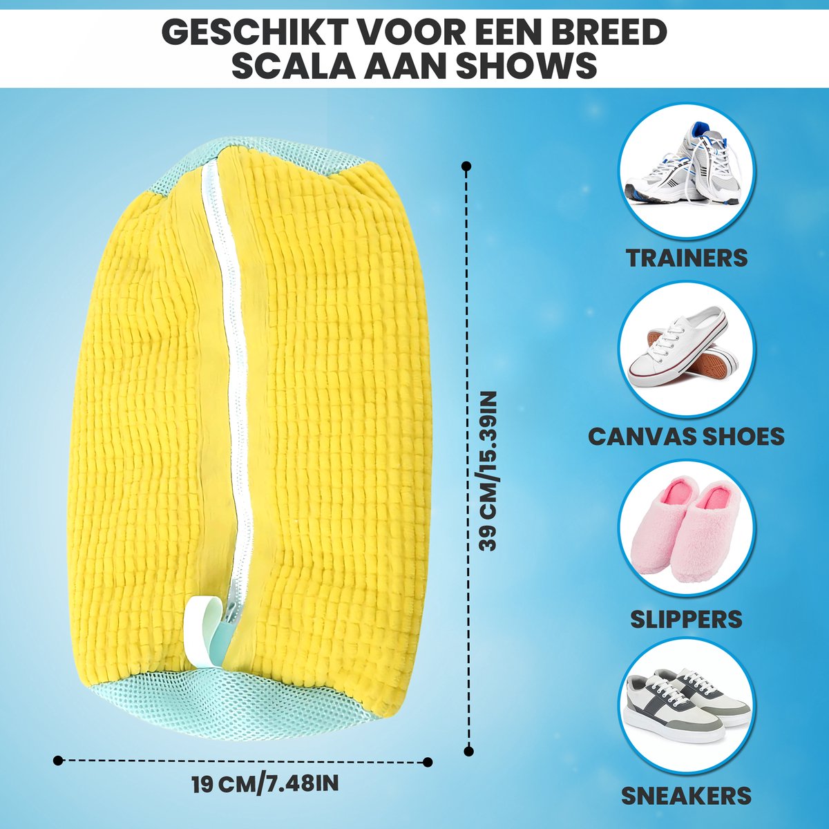 Bewern 2 Delige Waszak Schoenen met Rits – 360° Uitgebreide Reiniging - Sneakers Waszak voor Wasgoed - Schoen Waszak Wasmachine — afbeelding 5