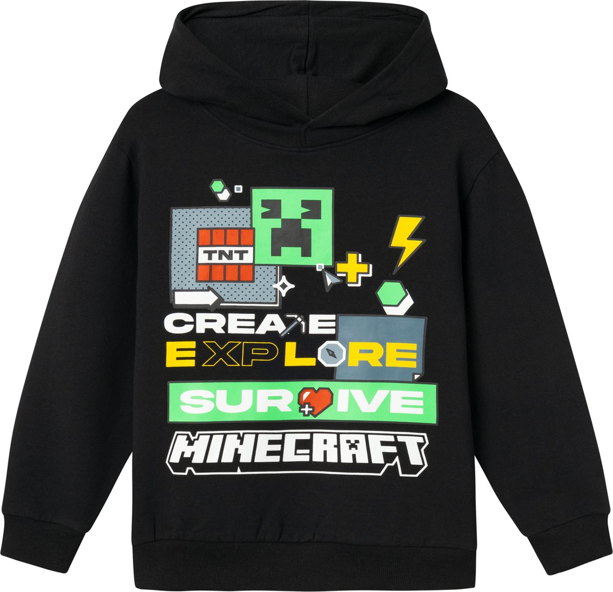 Sweat-shirt Garçon Minecraft Name It - Capuche, Manches Longues, Impression Motif Jeu, Coton Brossé - 8
