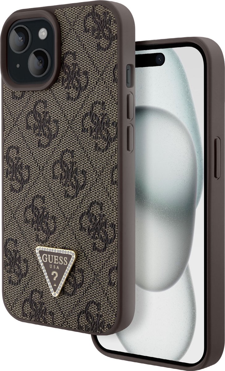 Guess 4G Triangle Logo Back Case - Geschikt voor Apple iPhone 15 Plus (6.7") - Bruin