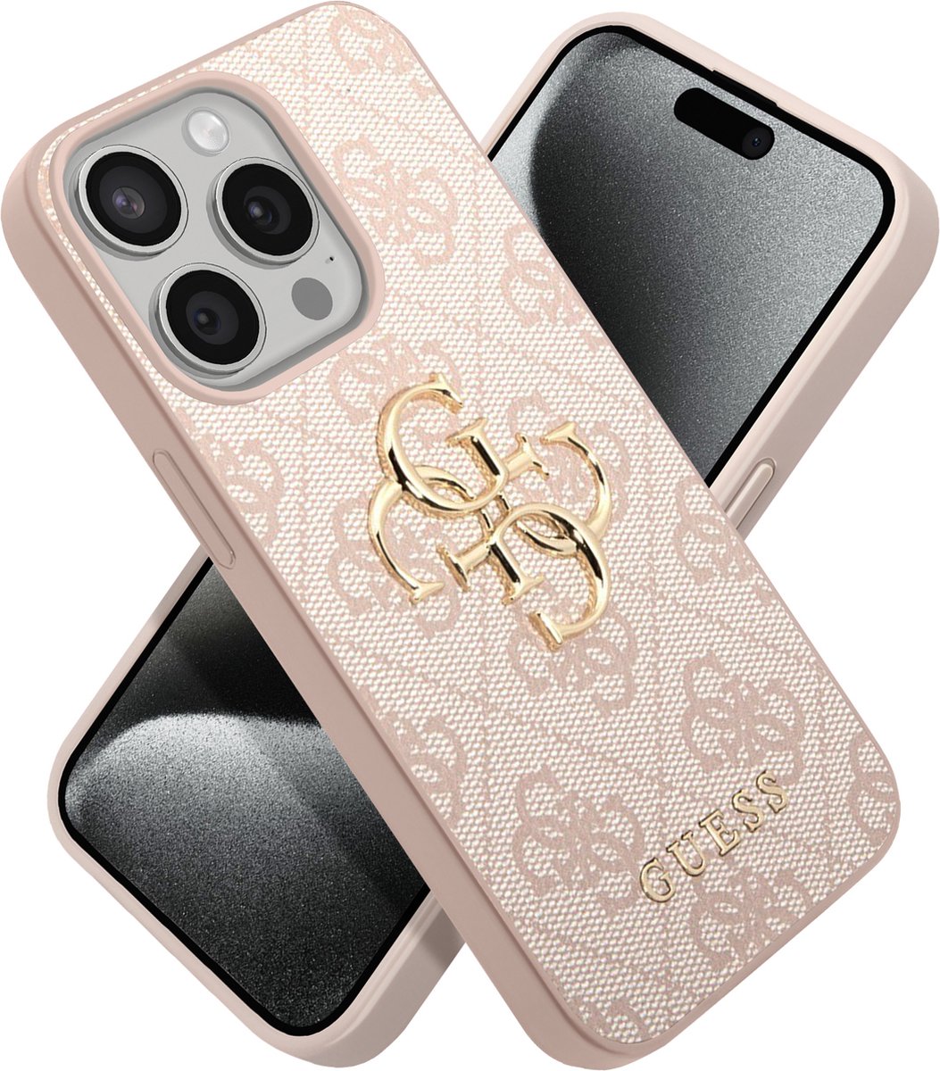 Guess 4G Metal Logo Back Case - Apple iPhone 15 Pro (6.1") - Roze