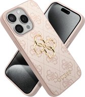 Guess Metal Logo geschikt voor iPhone 15 Pro hoesje - Roze