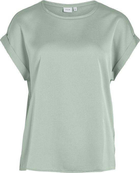 Vila T-shirt Viellette S/s Satin Top - Noos 14059563 Silt Green Dames Maat - 34