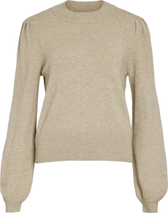 Vila Trui Viril Turtle-nk Balloon L/s Top - N 14084179 Natural Melange Dames Maat - S