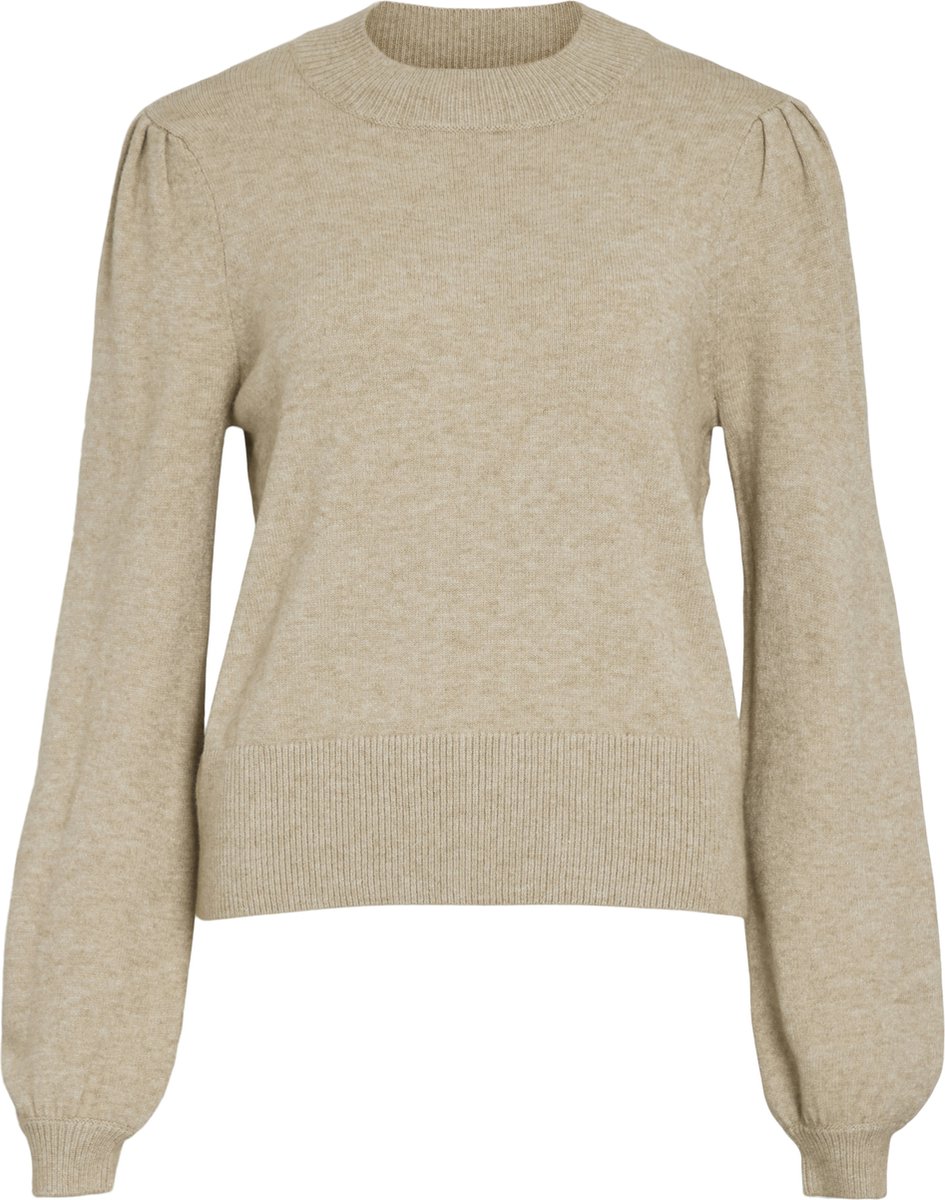 Vila Trui Viril Turtle-nk Balloon L/s Top - N 14084179 Natural Melange Dames Maat - S