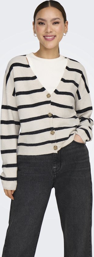 Only Vest Onlrica Life L/s Cardigan à col en V Kn 15340017 Bouleau/noir Taille Femme - XS
