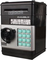RAMBUX® - Kluis met Pincode & Geluid - Zwart - Spaarpot - Munten & Briefgeld - Automatisch Spaarvarken - Educatief Speelgoed