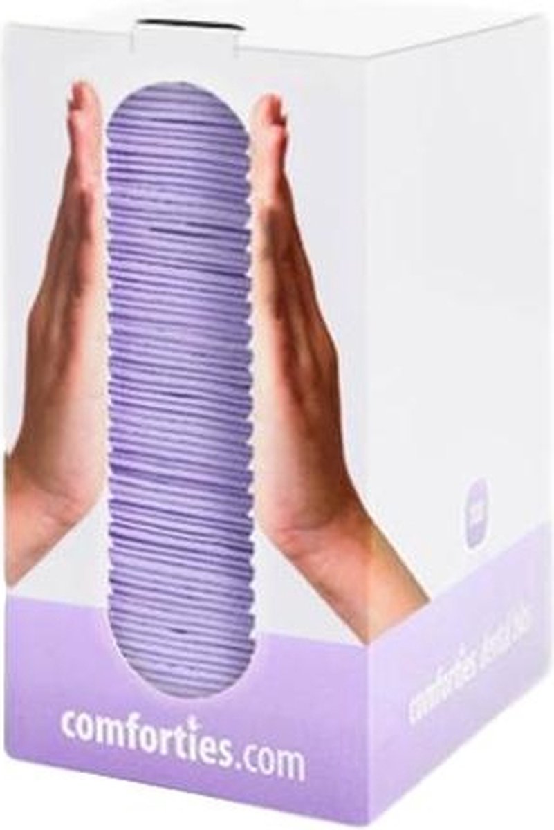 Dental towels Comforties 100 stuks Lila Comforties - Roze, Violet, Blauw, Groen, Lila en Wit - 2 lagen celstof / 1 laag polyethyleen - Doos: 27H x 12B x 17H cm