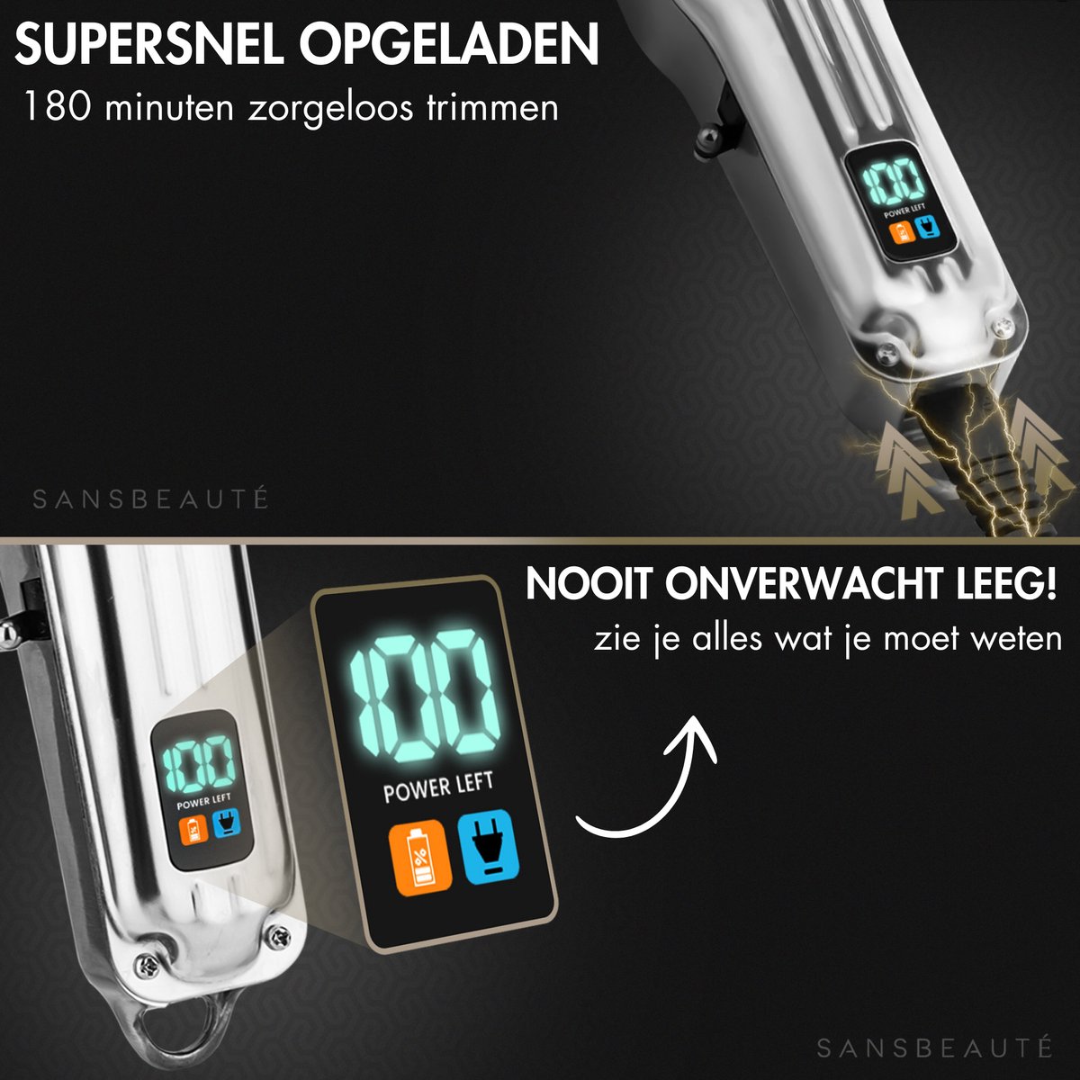 Sansbeauté Professionele Draadloze Tondeuse + Kappersmantel thumbnail 4