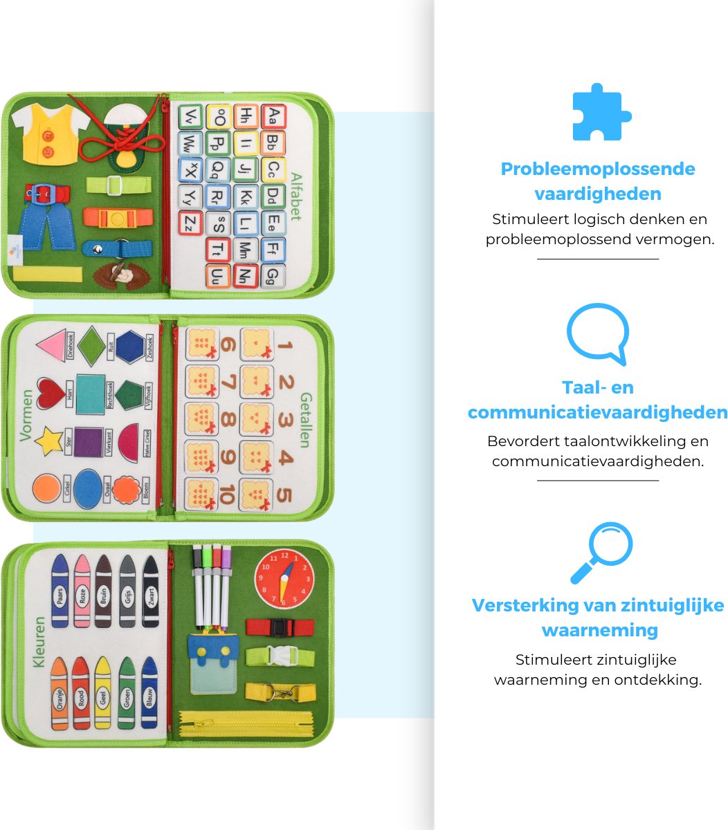 Mauzek® Busy Board Bos - Nederlands - Montessori speelgoed - Activiteitenboek - Sensorisch Speelgoed - Busy Book - Educatief Speelgoed - Peuter Speelgoed - Jongens - Meisjes - Voor in de auto - Voor onderweg - 3 jaar - 4 jaar - 5 jaar - 6 jaar — afbeelding 2