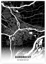 Dordrecht plattegrond - A4 poster - Zwarte stijl