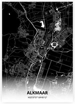 Alkmaar plattegrond - A2 poster - Zwarte stijl