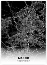 Madrid plattegrond - A3 poster - Zwarte stijl