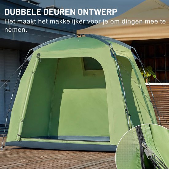 Fietstent - Schuurtent - Opbergtent – Bijzettent Waterdicht en met Opbergtas – Schuurtent Camping – Fiets Garage Voor 1 tot 3 Fietsen – 200 x 120 x 165 cm — afbeelding 2