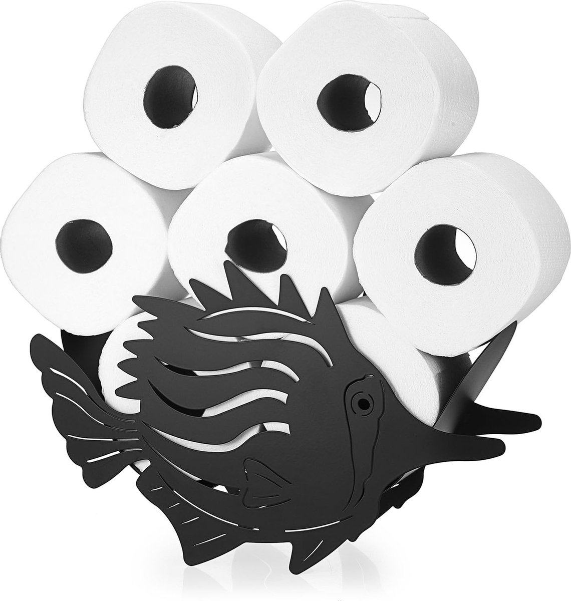 La'Moussawi ® Stijlvolle Zwarte Toilettenpapierhouder in Vrolijke Visvorm voor Badkamer Opslag