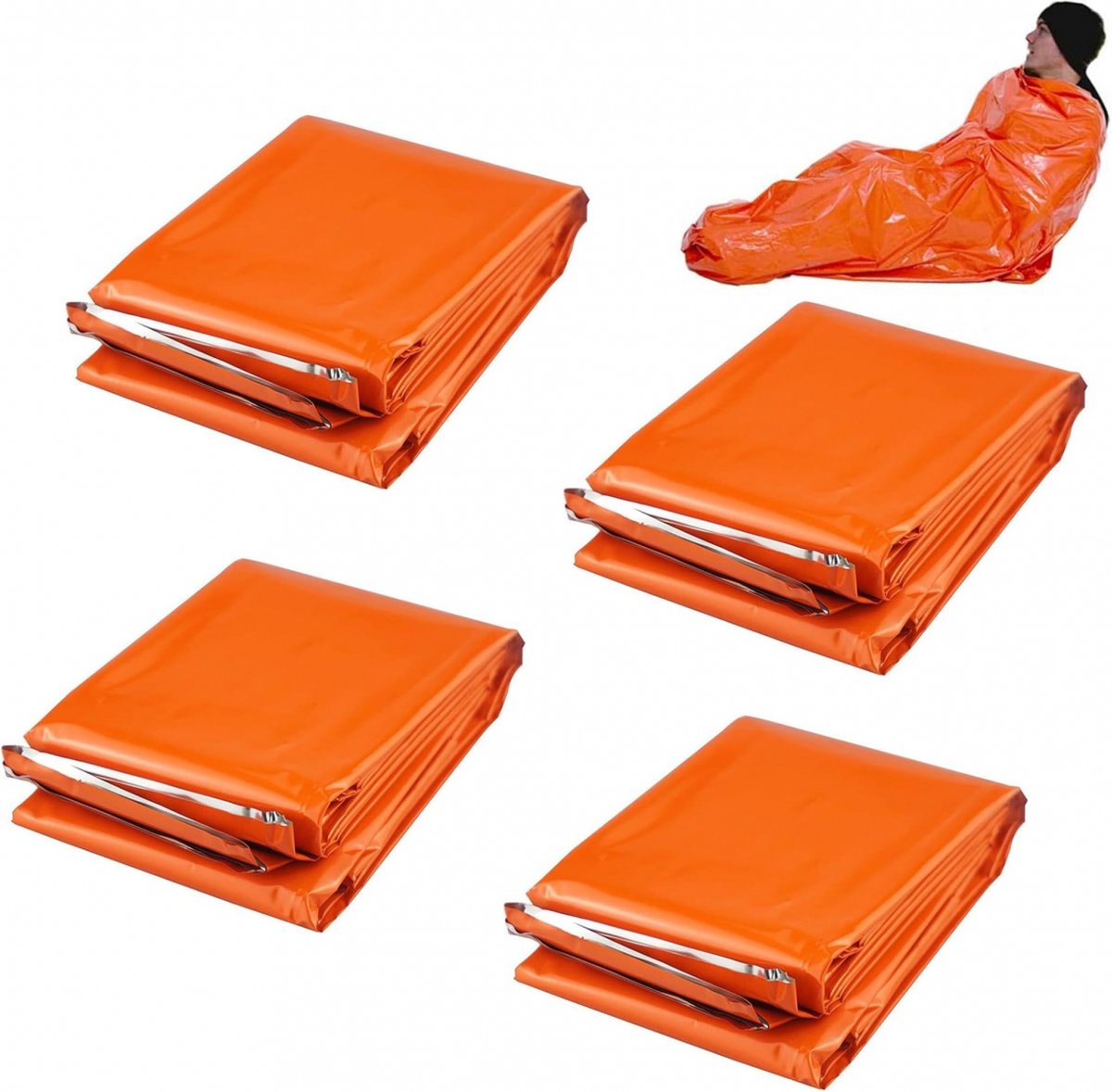 Goedkoopste 4 Stuks - Waterdichte overlevingsdeken - Nooddeken - 210x130cm - Isolatiedeken - Folie Deken Geïsoleerde Survival Dekens - Zilver/Goud - Extra groot - Survival Slaapzak - Noodtent - Hiken