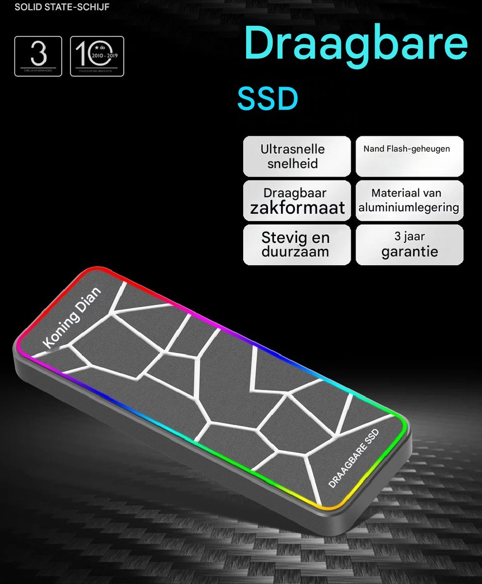 DrPhone KD PRO Externe SSD 500GB – USB 3.0 Externe Opslag + USB C Adapter – Tot 388MB/s – Compatibel met PS5 voor Game Opslag – Laptop / PC / Console – foto 6