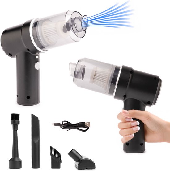 QLT Draadloze Mini Stofzuiger en Compressor Zwart - QLT - €32,95