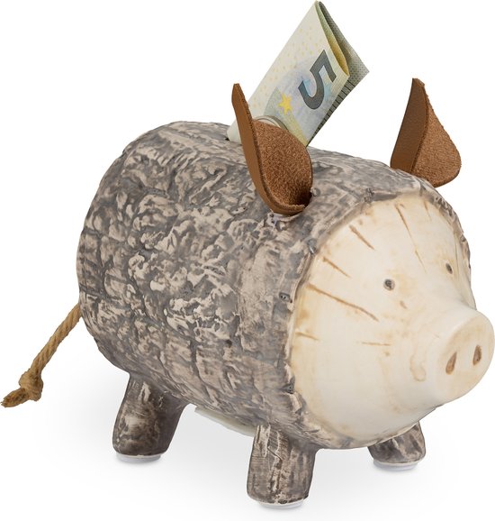 Tirelire Relaxdays - avec ouverture - aspect écorce - enfants - adultes