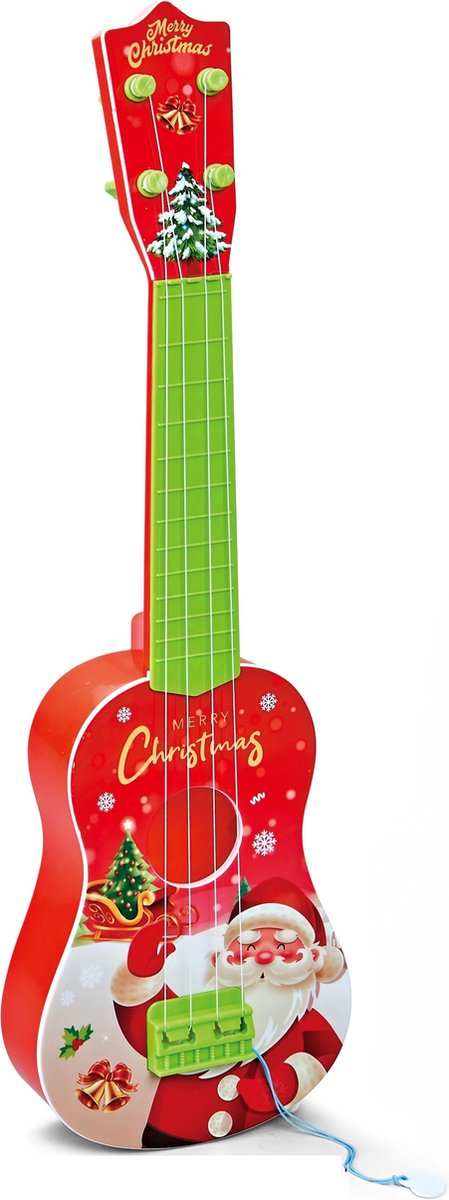 WK Kids -Speelbare 21 inch Ukelele Gitaar met kerstthema -Kinderen hebben het plezier om te spelen -55*17.5*6cm - 4 snaren Ukelele - Kerstcadeaus -Kinder Ukelele Gitaar-Kinder Muziekinstrument
