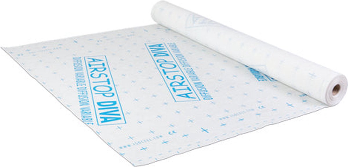 Airstop DIVA + - intelligent dampscherm - 1,50m x 50m - 75m2 - Dynamische vochtigheidsaanpassing - Diffusievariabel Sd Waarde