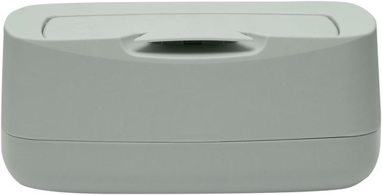 Lichtgrijze vochtig doekjesdispenser met gesloten deksel.