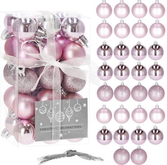 Zocipro 101 Stuks Kerstballen, Rood Goud Groen Christmas Balls, Christmas Tree Decorations, 6cm/4cm/3cm Kunststof Kerstballen, Kerstboomversieringen, Kerstboomballen, met Ster Kerstboomtopper