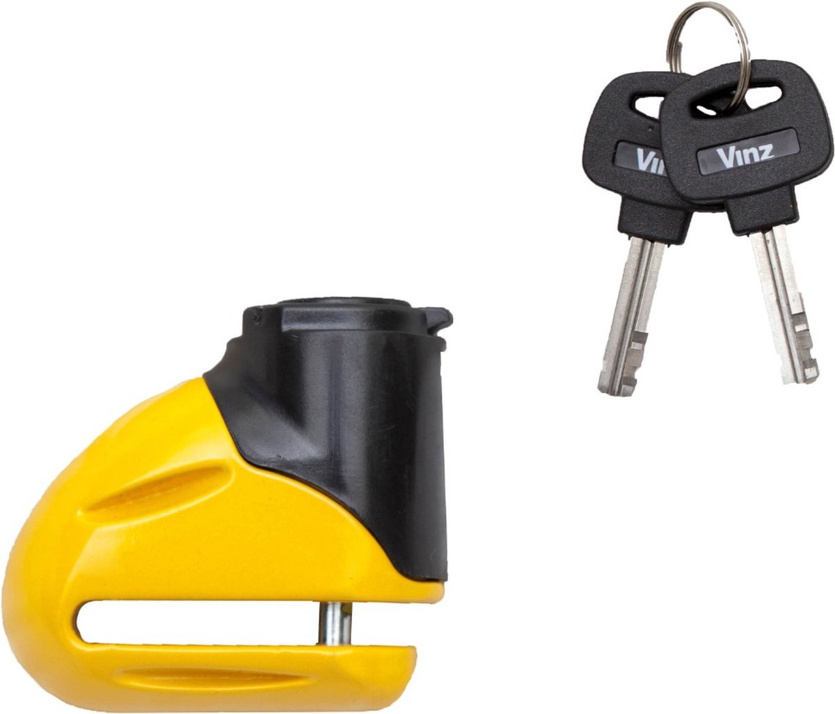 VINZ Eiger Schijfremslot / Remschijfslot / Motorslot / Scooterslot 5,5 mm - Geel