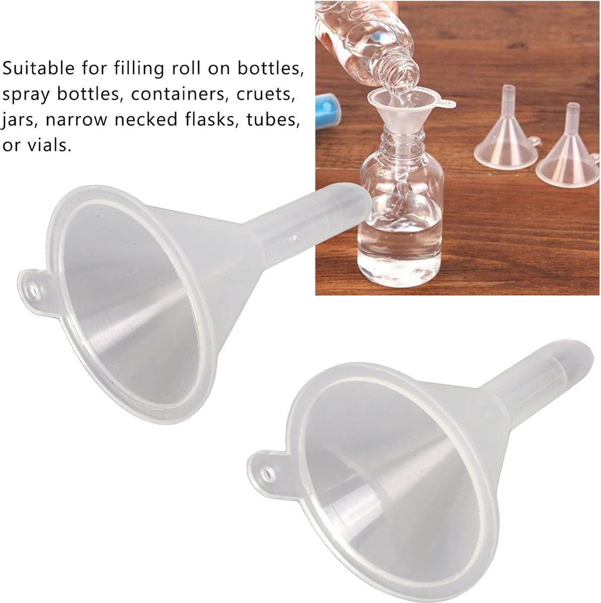 Lot De 4 Mini Entonnoirs Plastique Transparents - Petits Entonnoirs Cuisine, Parfum, Laboratoire