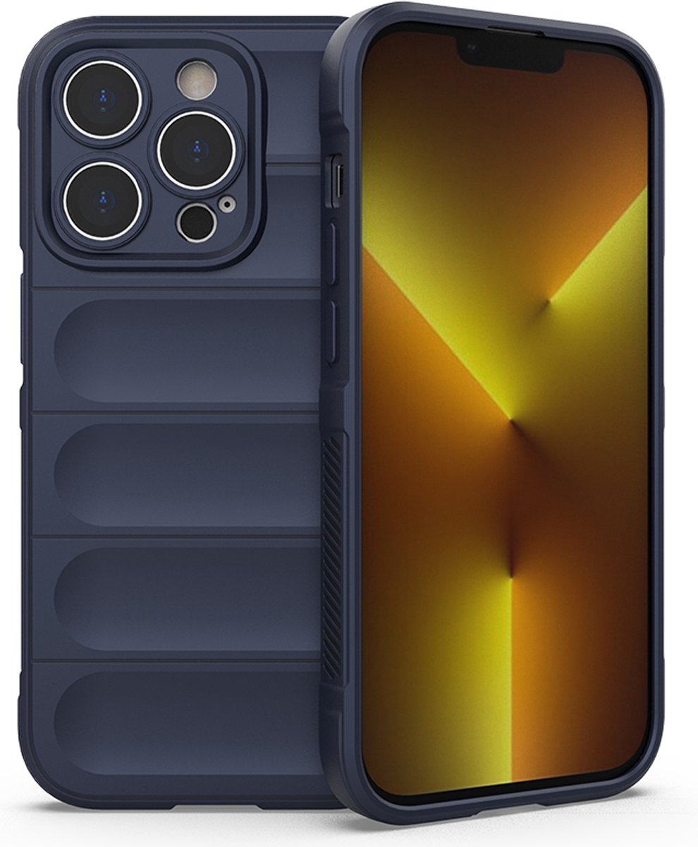 MobyDefend Hoesje - Geschikt voor iPhone 14 Pro - TPU Gripcase - Blauw