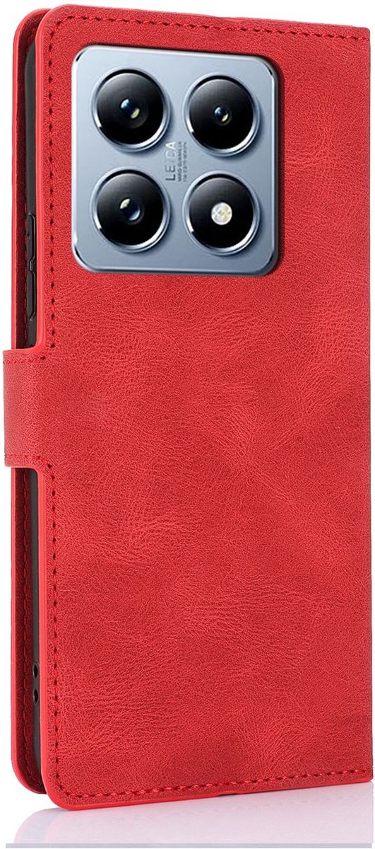 Mobigear Telefoonhoesje geschikt voor Xiaomi 14T Hoesje | Mobigear Wallet Bookcase Portemonnee | Pasjeshouder voor 3 Pasjes | Telefoonhoesje voor Pinpas / OV Kaart / Rijbewijs - Rood