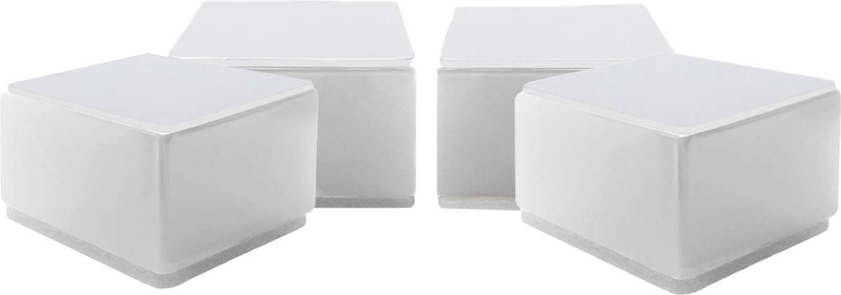 Purepeak Meubelverhogers Set 4 Stuks - Bedverhogers - Tafelverhoger - 8 x 8 x 5.1 cm - Tafelpoot verhoger - Wit