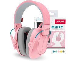 Alpine Muffy Kids Gehoorbescherming kinderen – Oorbeschermers kinderen - Oorkappen kinderen - Verminderd omgevingsgeluid en verhoogd de concentratie - Handig voor in de klas of bij luidruchtige events – Roze – Demping 25 dB
