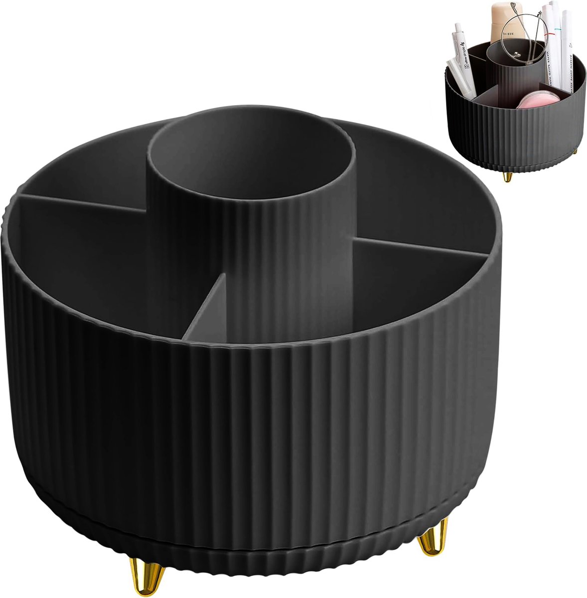 Goedkoopste YONO Make Up Organizer - 360º Draaibaar M - Skincare Organizer - Parfum Houder - Zwart