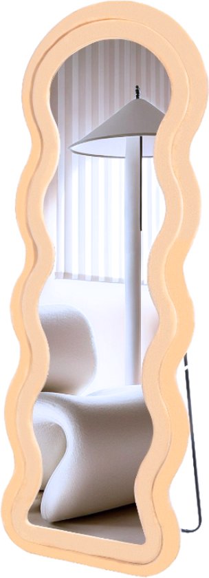 SensaHome Miroir Sur Pied Rembourré Velours Suédé Blanc 60x160 Cm - Miroir Pleine Longueur Forme Unique