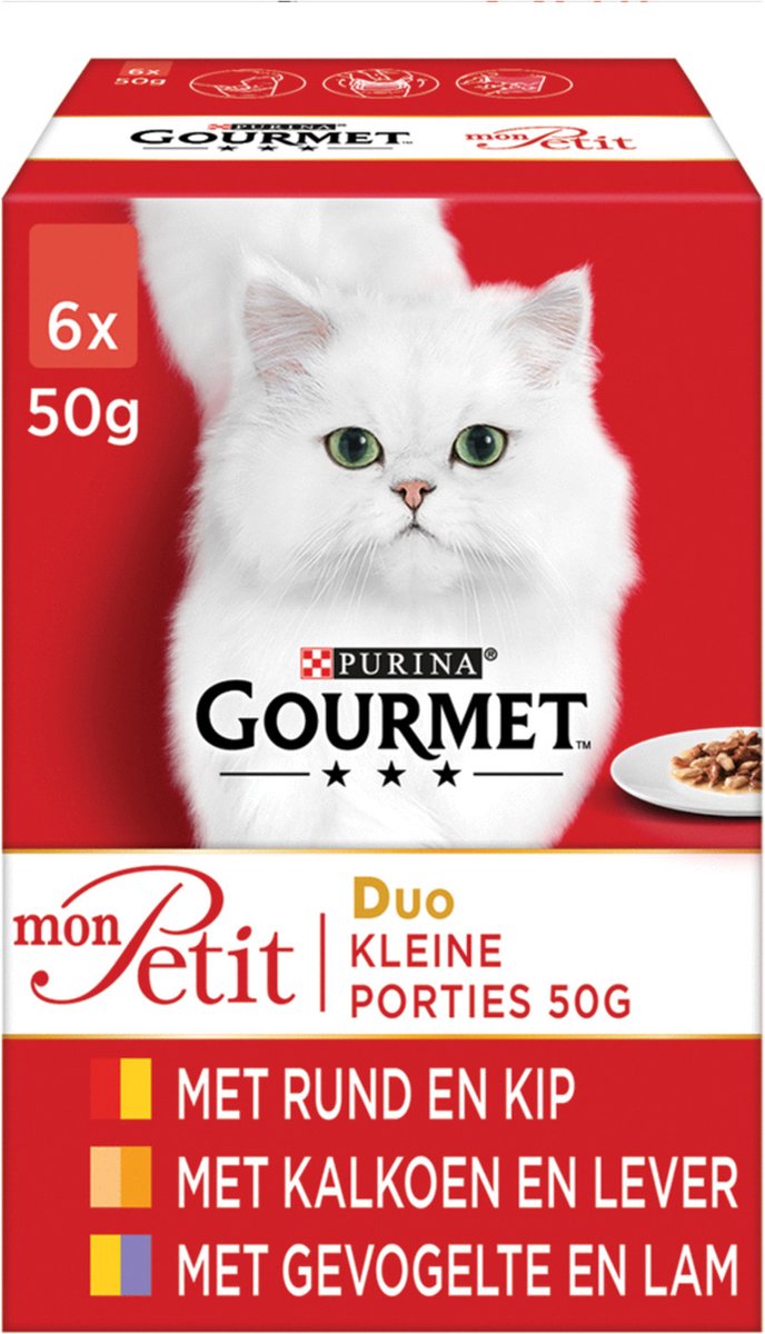 Gourmet Mon Petit Intense met rund en kip, kalkoen en lever, gevogelte en lam 8 x (6 x 50 g)