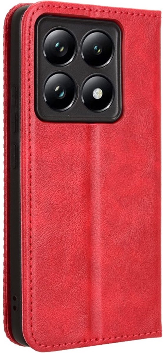 Mobigear Telefoonhoesje geschikt voor Xiaomi 14T Hoesje | Mobigear Sensation Bookcase Portemonnee | Pasjeshouder voor 3 Pasjes | Telefoonhoesje voor Pinpas / OV Kaart / Rijbewijs - Rood