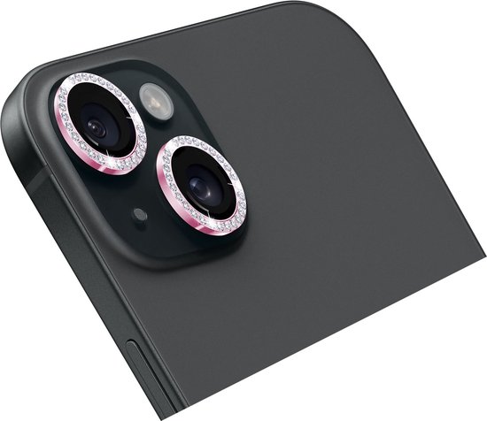 Protecteur d'écran pour objectif d'appareil photo Holdit Convient pour iPhone 15 Plus, iPhone 15 - Holdit Lens Protector Glitter - rose