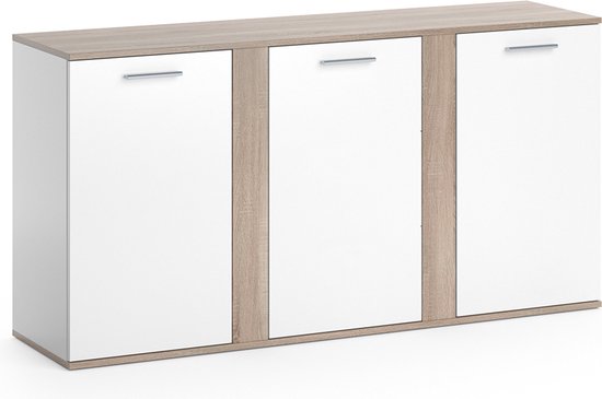 Vicco Lowboard Wido, Weiß/Sonoma, 60 X 50 Cm Mit 2 Fächern