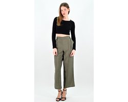 YesMooi - Wide Leg Culotte Broek - Khaki - XL (42) - Pantalon Dames Luchtige Broek